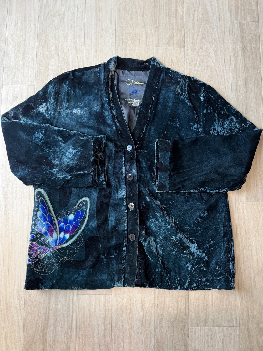 Vintage Chico’s Anniversary Collection Velvet Butterfly Jacket Size 3 (XL)